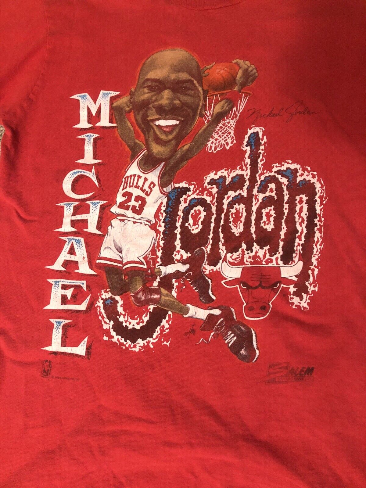 Michael Jordan 1990 Vintage Caricature Salem Shirt Size Medium