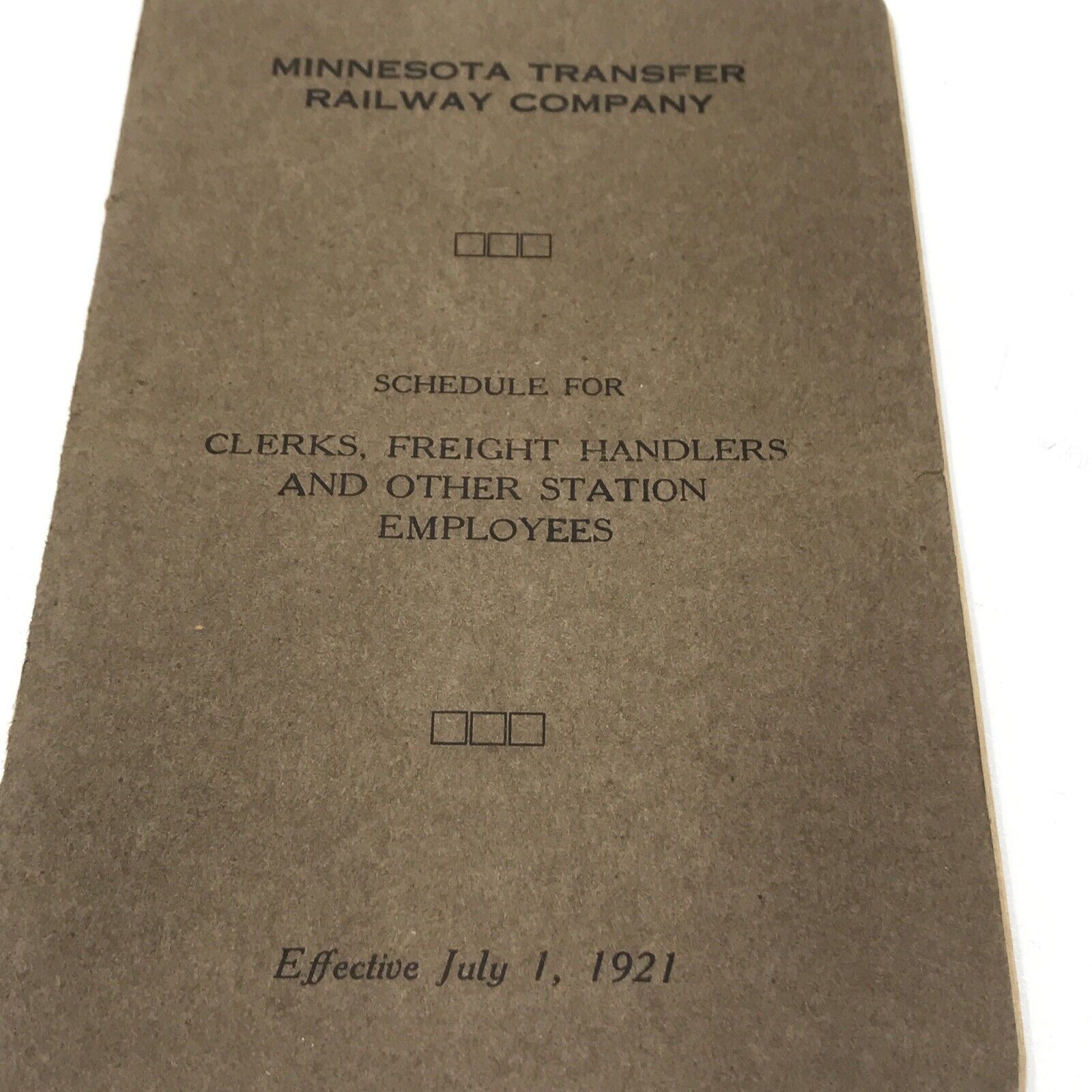 1920's Minnesota Transfer Railway Company 1921 Employee Schedule Vtg Railroad