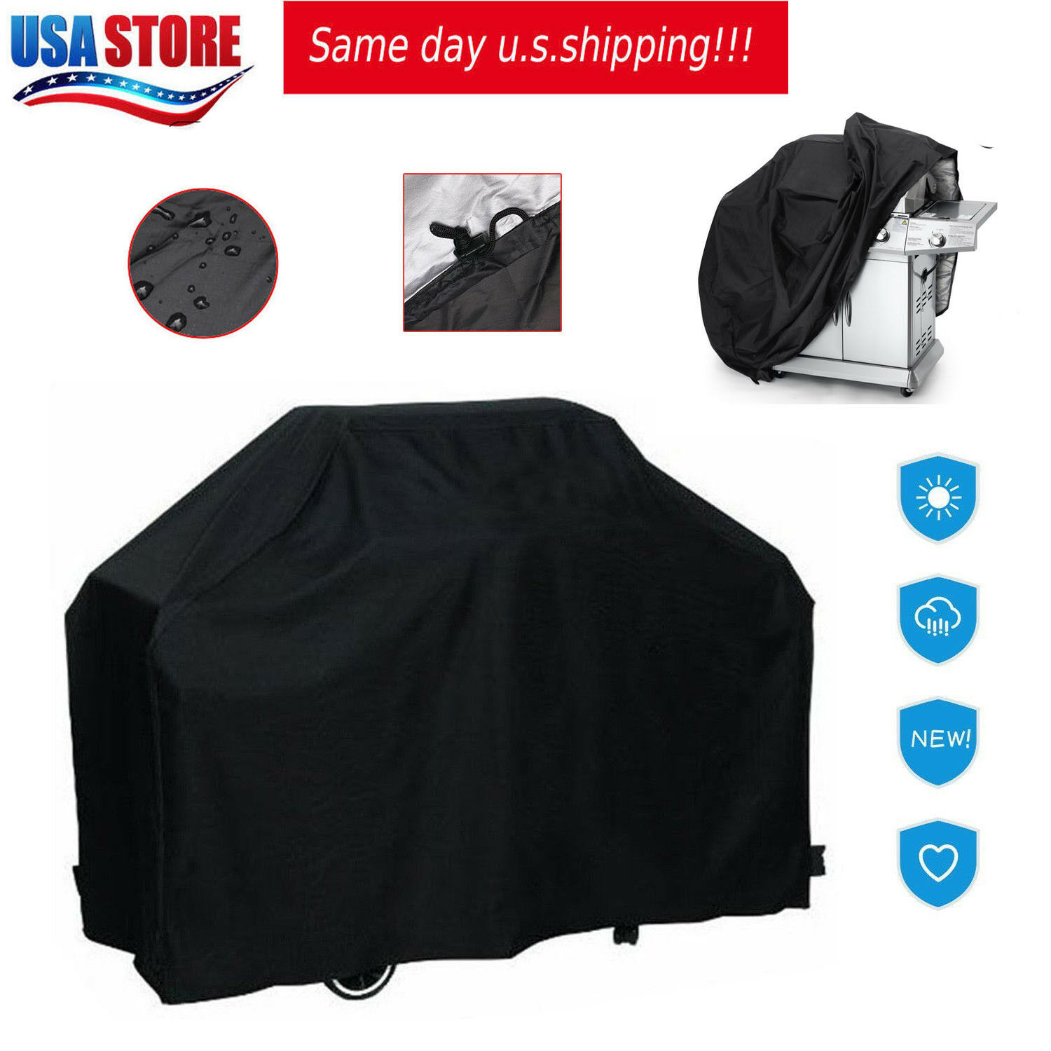 Bbq Grill Cover 57" 67" 75"gas Barbecue Waterproof Outdoor Heavy Duty Protection