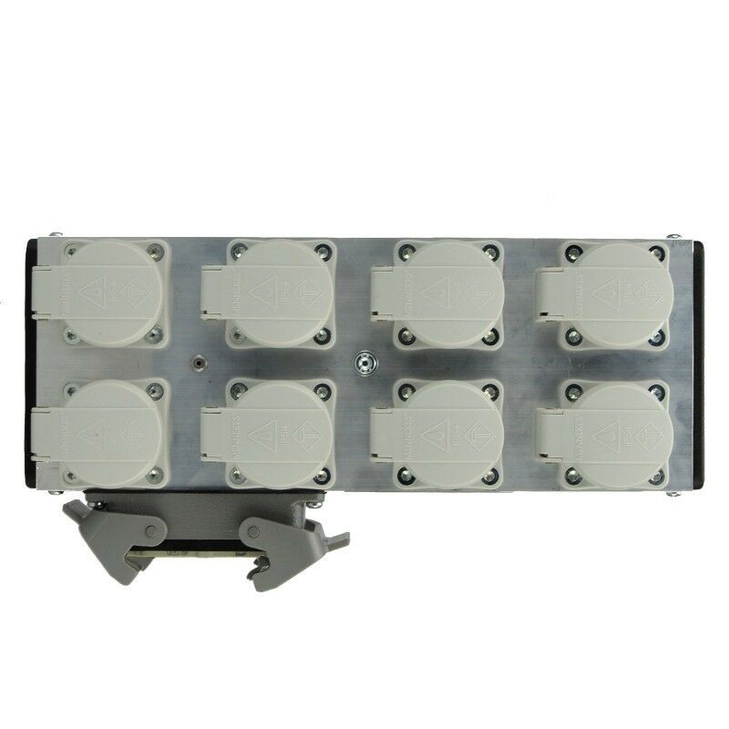 Mpl Ulpb8 Aluminium Powerbox 8 With 1x 16pol Harting On 8 Schuko Sockets/