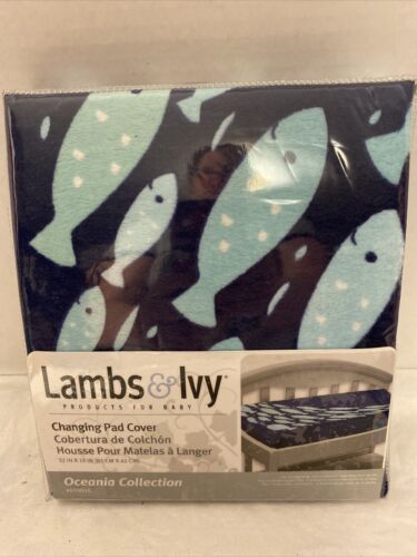 Lambs & Ivy Oceania Changing Pad Cover - Blue, Aquatic, Animals - Nwt