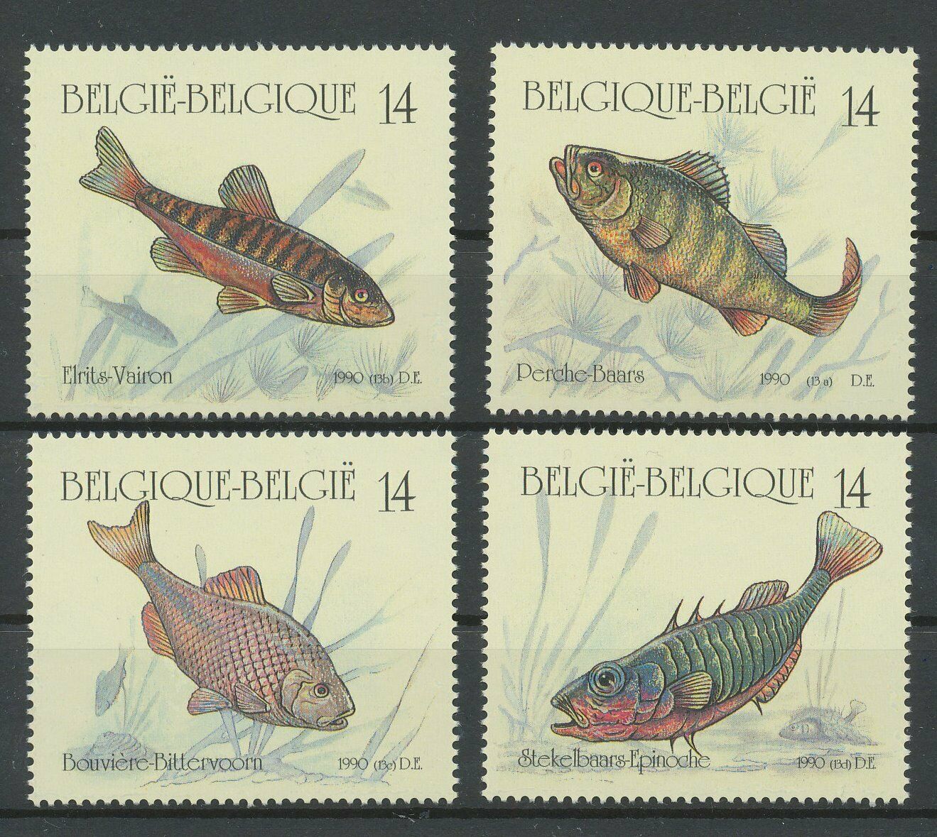 [p261] Belgium 1990 Fishs Good Set Very Fine Mnh Stamps