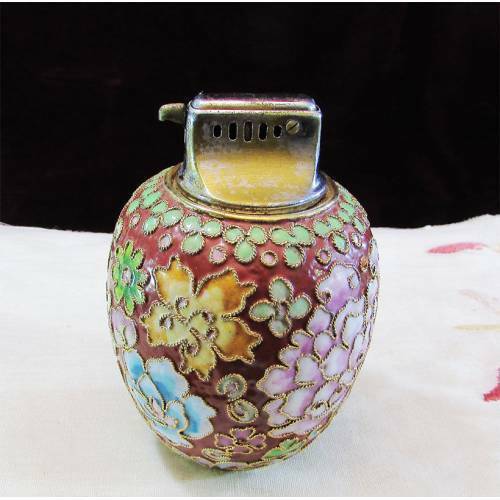 Old Cloisonne Mineli Table Lighter.  Good Condition Collectables