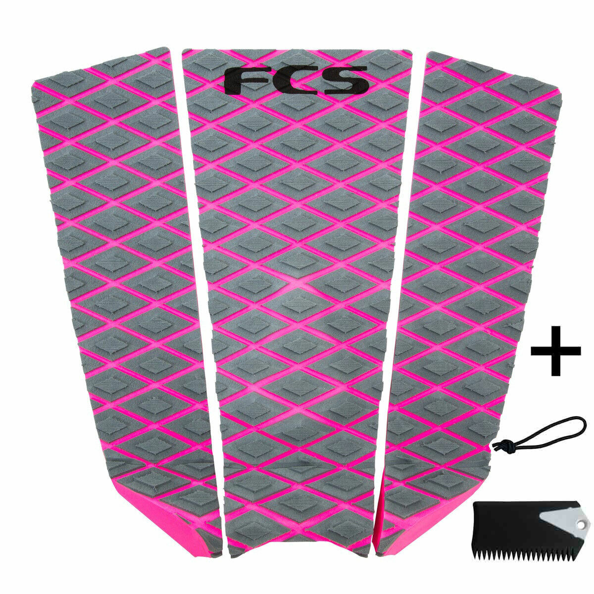 Fcs Sally Fitzgibbons 3 Piece Traction Pad Grey/pink + Free Leash String & Comb