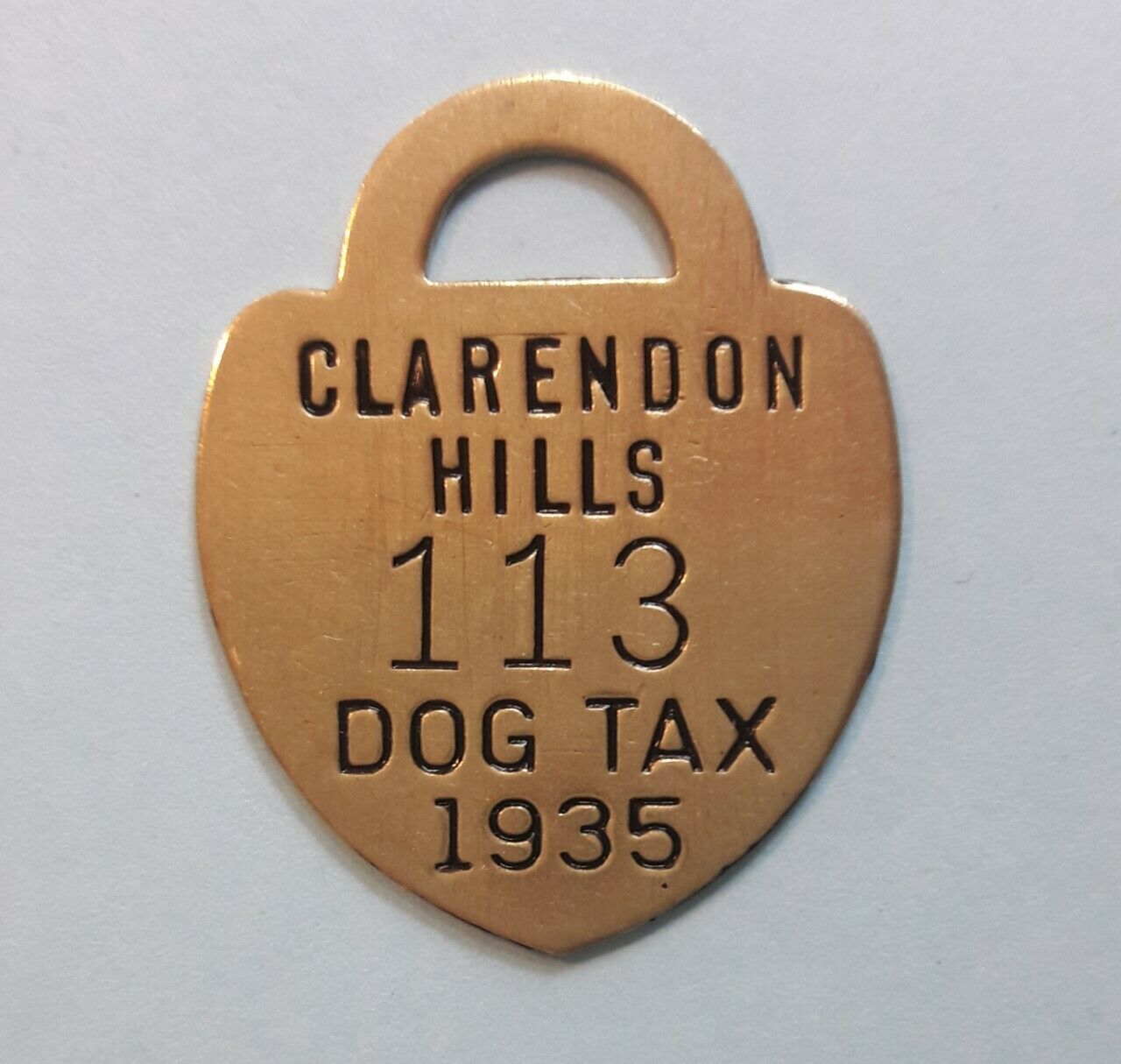1935 Clarendon Hills Illinois Dog Tax Tag Dog License Tag ~ Vintage Exonumia