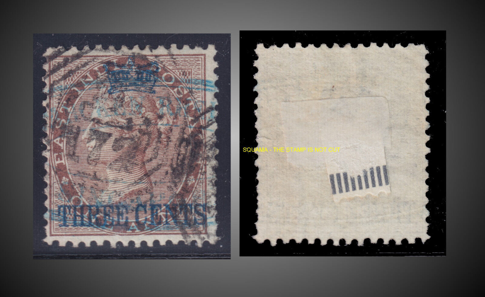 1867 Straits Settlem. 3c.on 1a Brown Used Postmark 172 Singapur Sct. 3 Sg.3 Mi.3