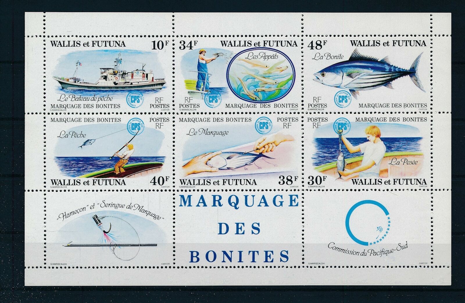 [g389730] Wallis Futuna 1979 Fishes Good Very Fine Mnh Sheet