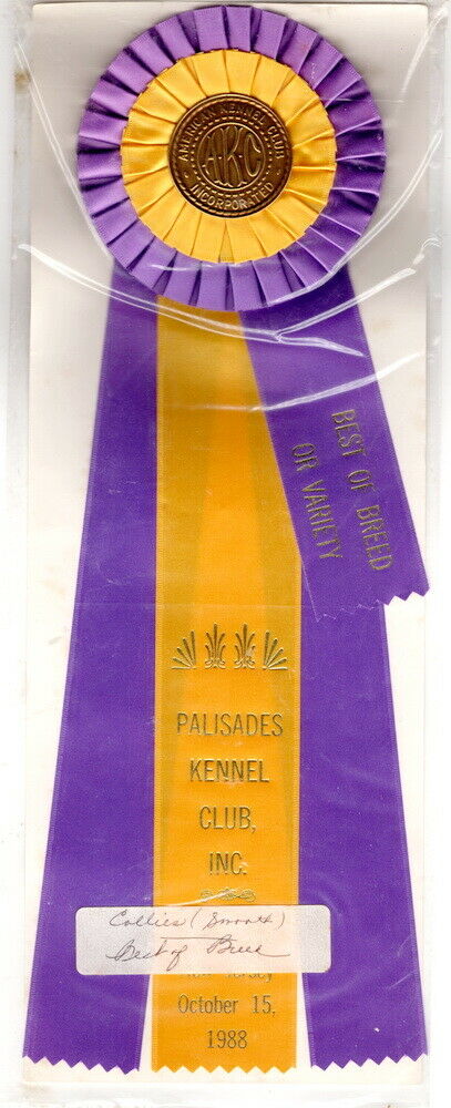 American Kennel Club Palisades Kennel Club 1988 Best Of Breed Or Variety Ribbon