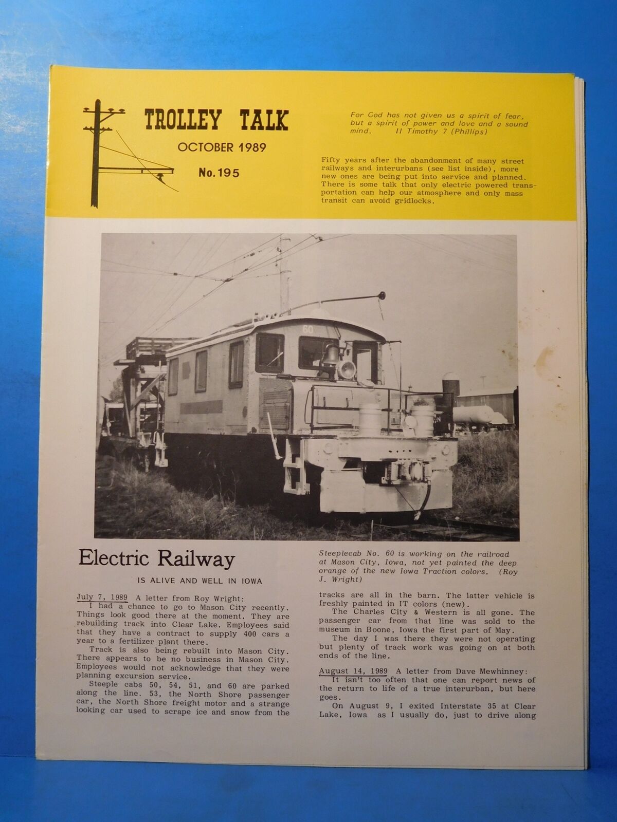 Trolley Talk #195 1989 Oct Elecric Railway Is Alive And Well